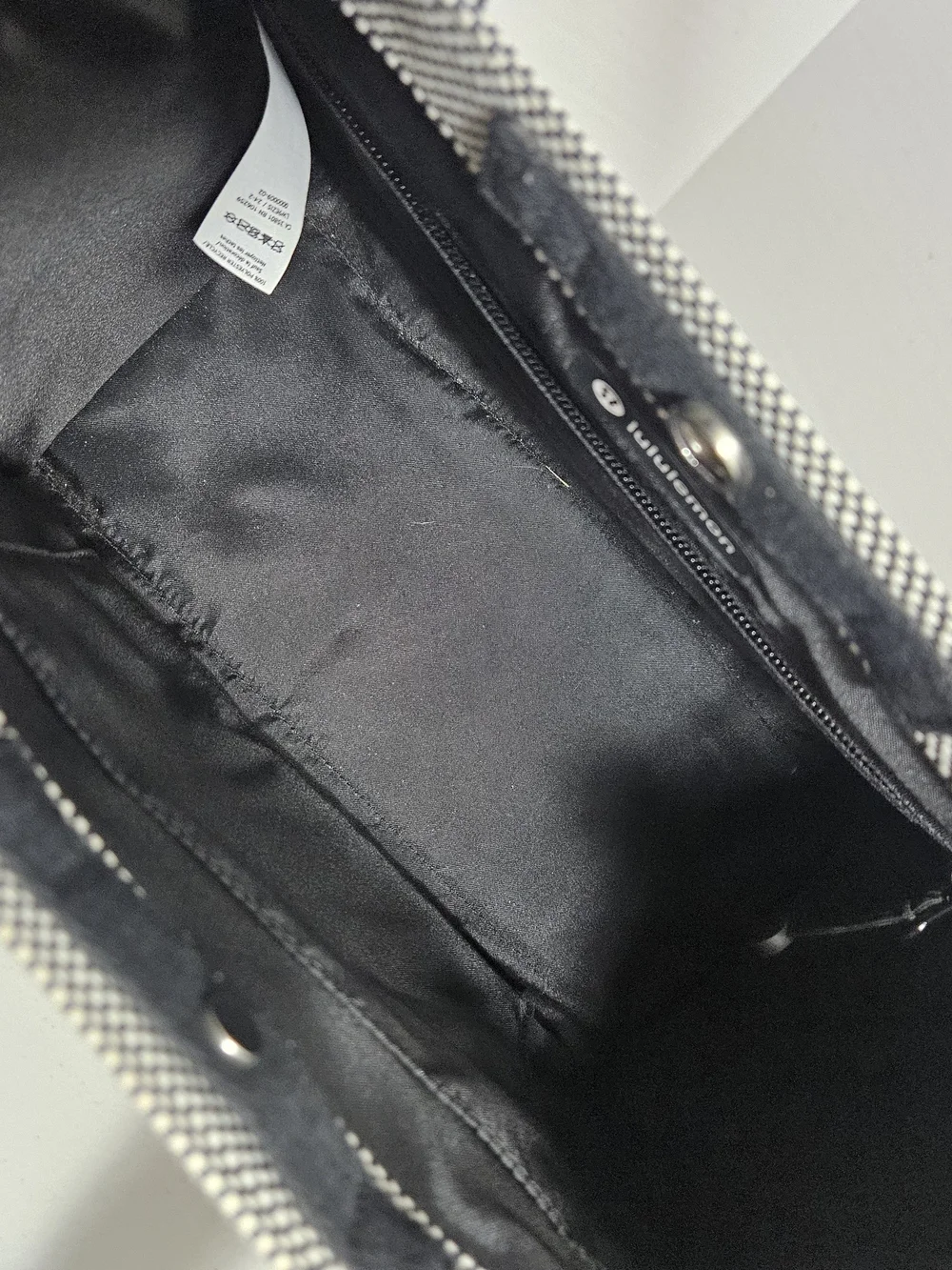 lululemon athletica Black & White Canvas Tote with Strap